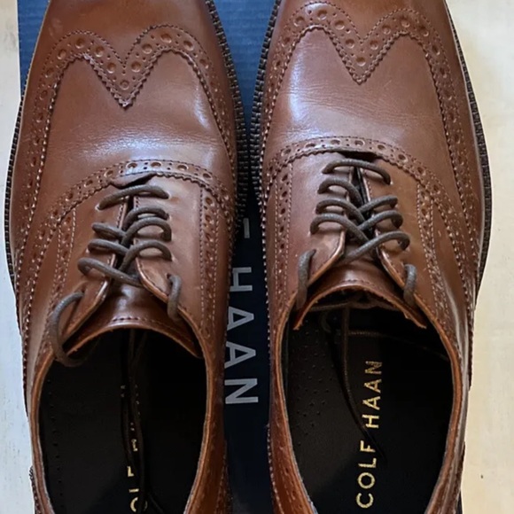 Cole Haan Wayne Wingtip Oxford Lace Up Dress Shoe British Tan Brown Sz 8 New!! - Picture 6 of 6